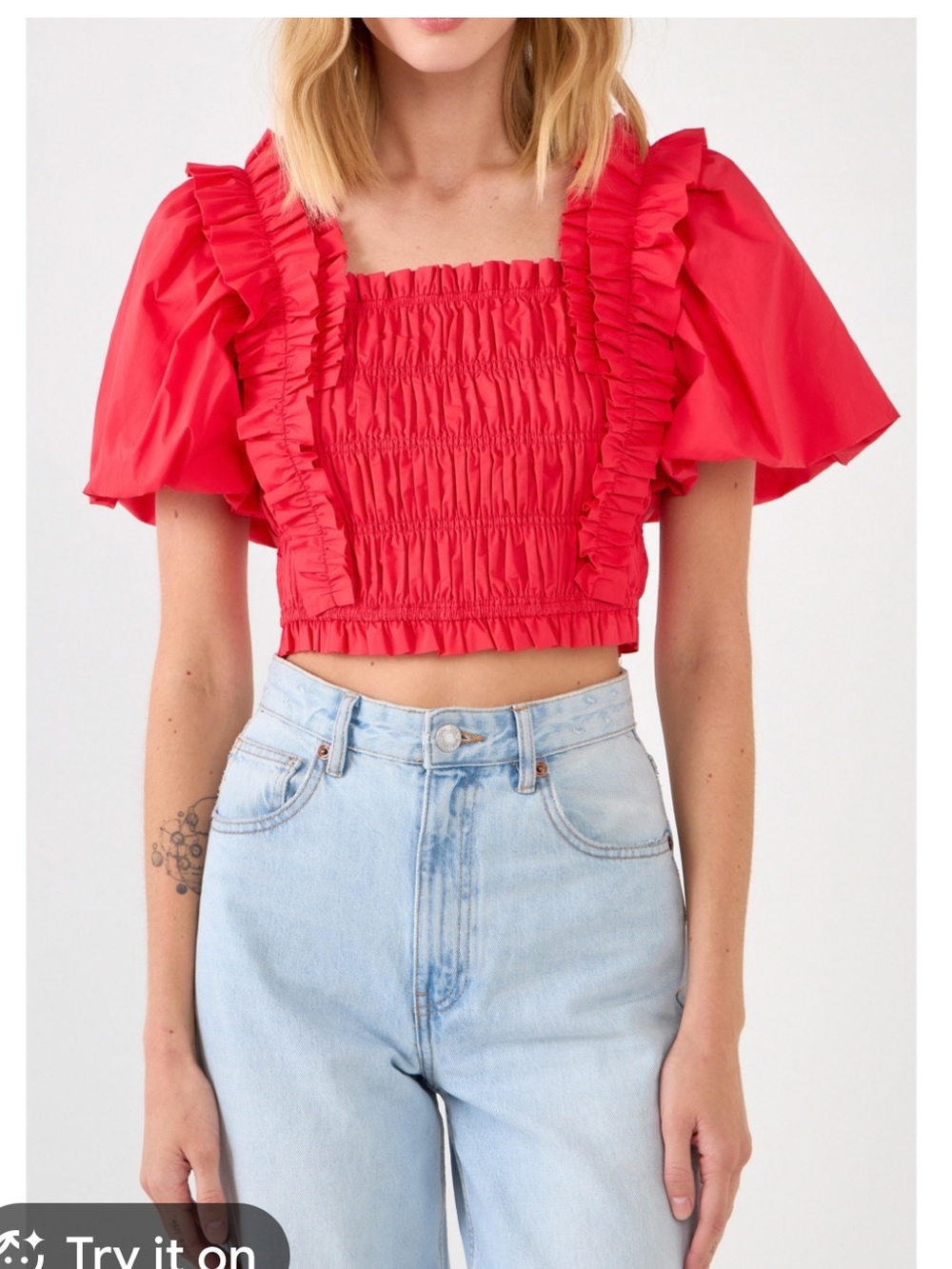 Endless Rose Red Ruffled Smocked Crop Top
